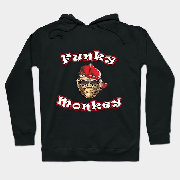 Funny Funky Monkey Hoodie by Graphic designs by funky